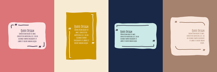 vector minimalist posters set. quote frames set. isolated textbox. text in brackets. speech bubbles.