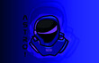 Astronauta mascot logo z napisem ASTRO!