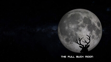 Wall Mural - the full buck moon 3d illustration