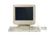 © New Africa - Old computer monitor, keyboard and mouse on white background