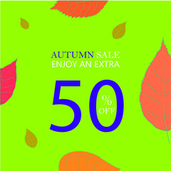 Wall Mural - autumn sale. banner for social networks in autumn colors. autumn tree sales. autumn sales list.