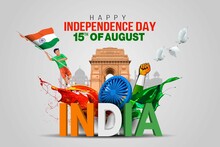 Happy Independence Day India. Vector Illustration Of Indian Flag And 3d Letter. Poster, Banner , Template Design