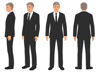Wall Mural - fashion man isolated, front, back and side view,