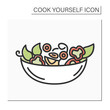 © Antstudio - Vegetable salad color icon.Veggie fresh salad with bell pepper in a bowl. Homemade healthy lunch or dinner. Diet and vegetarian recipe. Isolated vector illustration