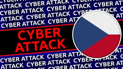 Czech Republic Circular Flag with Cyber Attack Titles - 3D Illustration