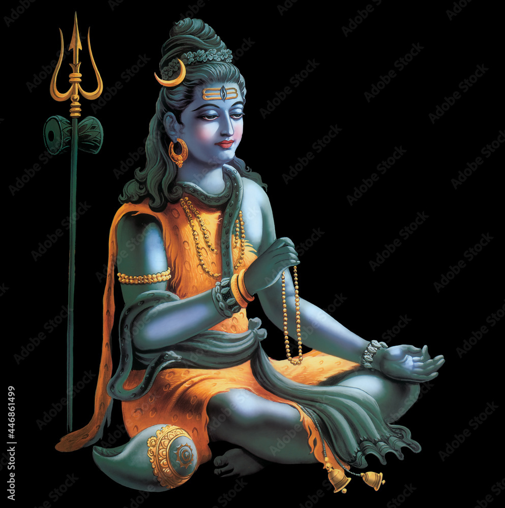 Hindu God Shiva Digital Painting Stock Illustration | Adobe Stock