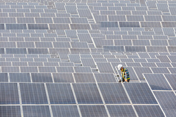 solar power station,Solar panels with technician,Future electrical