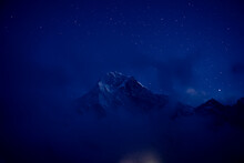Cholatse Summit In The Himalayan Mountains At Nighttime, Nepal