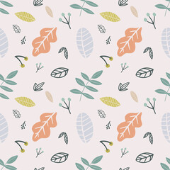 Wall Mural - collection set of leaf plants pattern