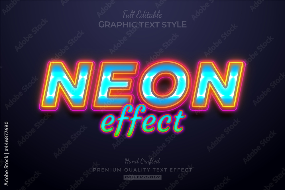 Neon Colorful Editable Premium Text Effect Font Style Stock Vector ...