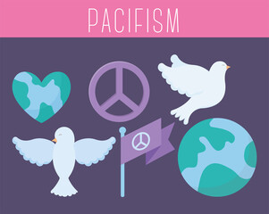 Sticker - six pacifism icons