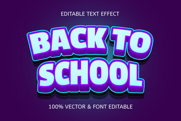 Wall Mural - back to school color purple blue editable text effect