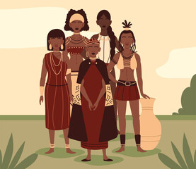 Poster - aboriginal women in national clothes