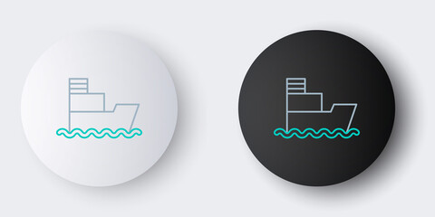 Poster - Line Ship icon isolated on grey background. Insurance concept. Security, safety, protection, protect concept. Colorful outline concept. Vector