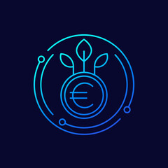 Wall Mural - seed money line icon with euro, vector