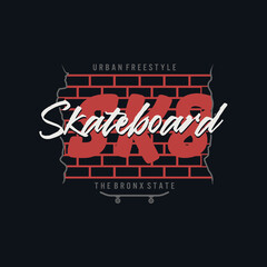 Vector illustration of word graphics, skateboard, creative clothing, suitable for the design of t-shirts, shirts, hoodies, print, print, posters.Global swatches.
