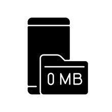 Full Storage Space Black Glyph Icon. Smartphone And Memory Card. Zero Megabytes Left Notification. Phone Memory Capacity. Silhouette Symbol On White Space. Vector Isolated Illustration