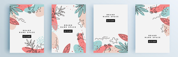 Modern abstract covers set, minimal covers design. Colorful geometric background, vector illustration.