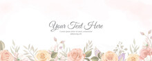Elegant Banner With Soft Color Of Blooming Rose Flower Ornament