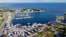 Aerial View On Fishing Harbour And Marina In Jastarnia On Hel Peninsula On Baltic Sea.