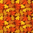 autumn leaves seamless pattern, orange and blue tones, simple cartoon flat style, isolated vector illustration, design for print, fabric, paper