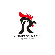 Letter R Rooster Logo Design Template Illustration