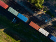 © Austockphoto - Aerial view of containers on a freight train in small Aussie town