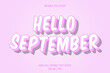 © inferno_studio3 - Hello september editable text effect 3 dimension emboss cartoon style