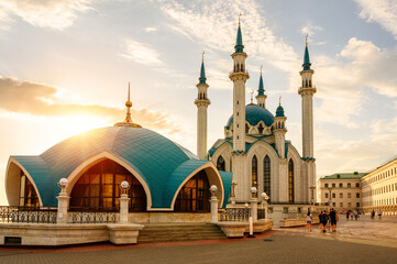 Wall Mural - Kazan Kremlin, Tatarstan, Russia. Kul Sharif mosque  at sunset.