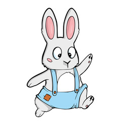 Easter bunny cartoon illustration on white background Vector illustration.