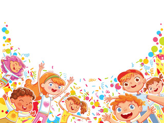 Children are having fun at the holiday. Ready template for your design