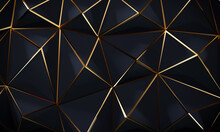 Black Geometric Texture With Golden Polygonal Patterns