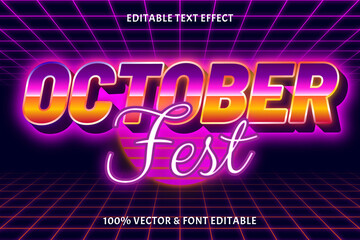 Wall Mural - October fest editable text effect retro style