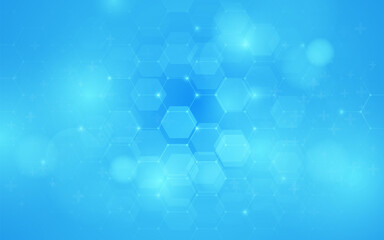 Abstract blue hexagon geometric design background. Futuristic technology with healthcare concept. Vector illustration