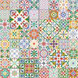 Fototapeta Kuchnia - Big set of tiles background. Mosaic pattern for ceramic in dutch, portuguese, spanish, italian style.