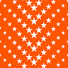 Poster - Orange background and white stars wallpaper. Vector repeated sample.