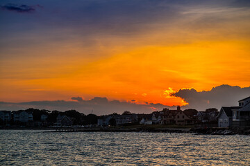 Wall Mural - A dramatic vibrant sunset scenery in Cape Cod Martha's Vineyard