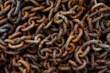 Closeup Of A Bunch Of Rusty Chains
