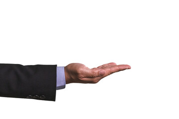Wall Mural - businessman hand sign isolated in white background. man wear suite. business concept.