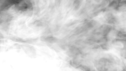 Wall Mural - Bright white smoke smoke on a black background slow motion. The start of movement of the clouds from right to left slowly. The concept of transitions for video editing using the alpha channel.