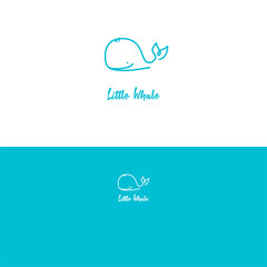 Wall Mural - Whale logo cute concept for baby brand. Ocean animal dolphin icon.