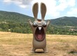 Cartoon character angry bunny and rabbit 3d-illustration3d-rendering