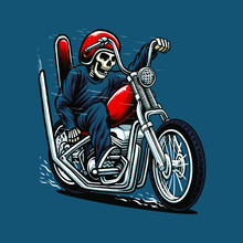 Riding Chopper Motorcycle Vector Illustration