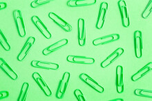 Background Of Green Paperclips Great For Back To School