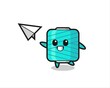 © heriyusuf - yarn spool cartoon character throwing paper airplane