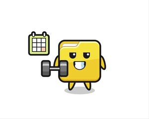 Wall Mural - folder mascot cartoon doing fitness with dumbbell