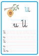Plansza do nauki pisania liter alfabetu, litera u