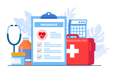 Wall Mural - Medical insurance concept flat vector illustration banner and landing page