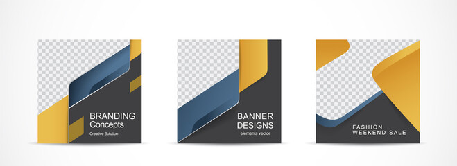 Canvas Print - Set square banner template for social media post and web internet ads.vector illustrations.	