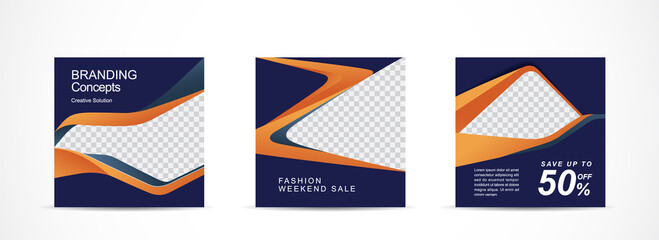 Canvas Print - Set square banner template for social media post and web internet ads.vector illustrations.	